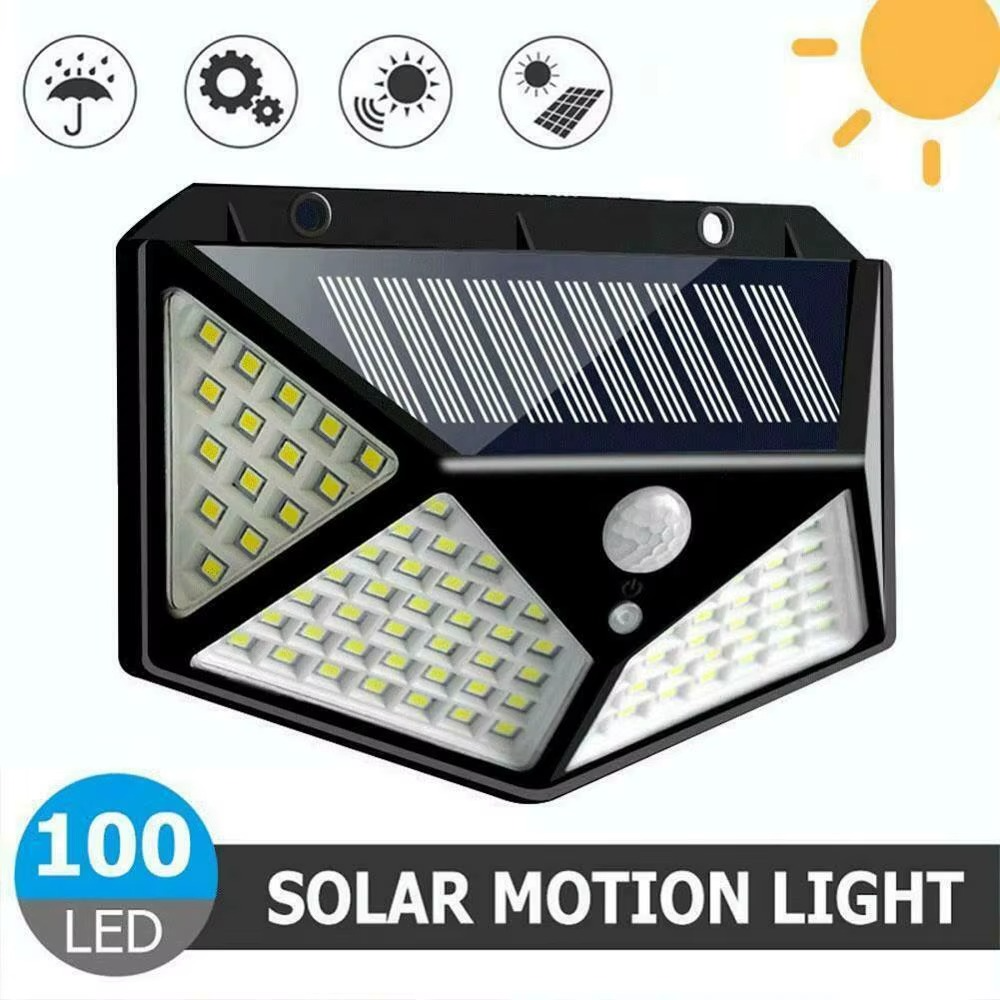 Set 2x Lampa 100 LED cu panou solar, senzor de miscare