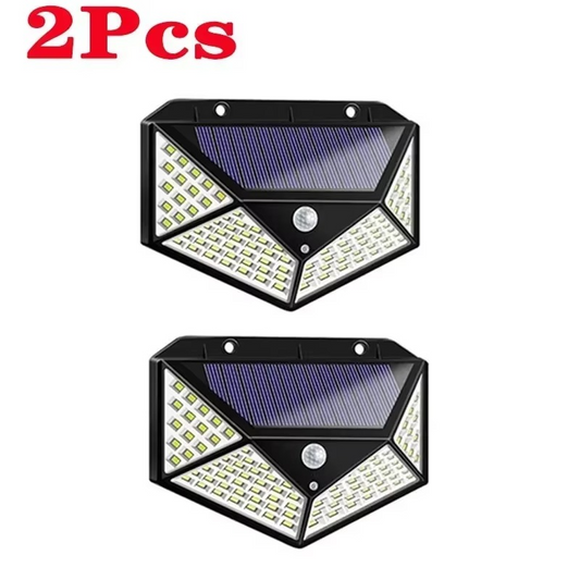 Set 2x Lampa 100 LED cu panou solar, senzor de miscare